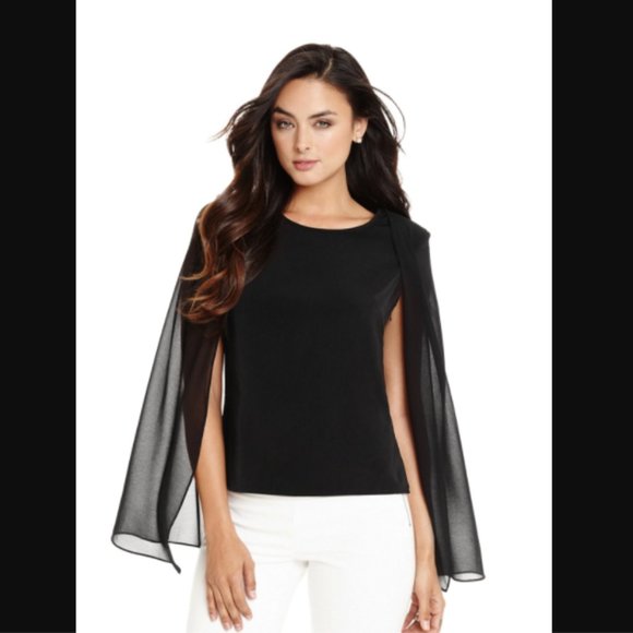 Guess by Marciano Tops - Marciano Guess Lael Cadi Cape Black Top Blouse
